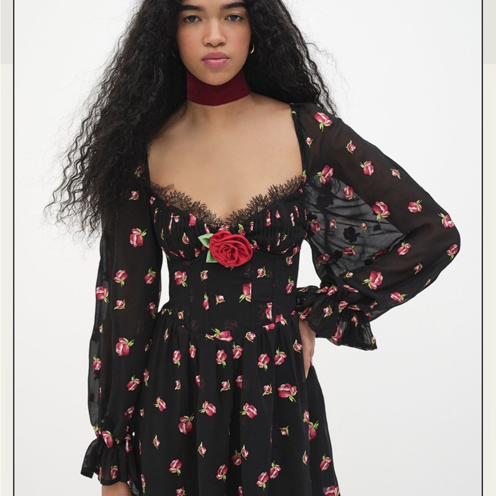 For Love & Lemons Wren Mini‎ Black Multi mini dress